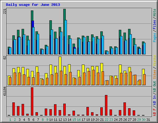 Daily usage for June 2013