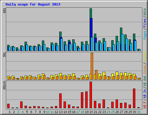 Daily usage for August 2013