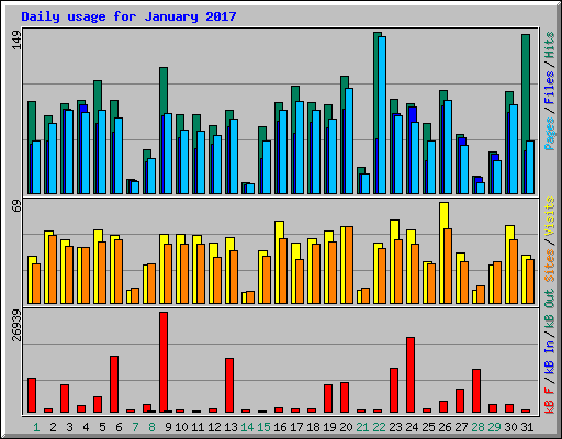 Daily usage for January 2017