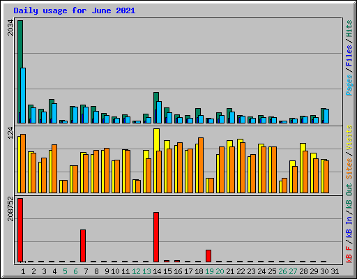 Daily usage for June 2021