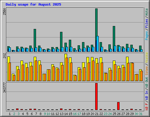 Daily usage for August 2025