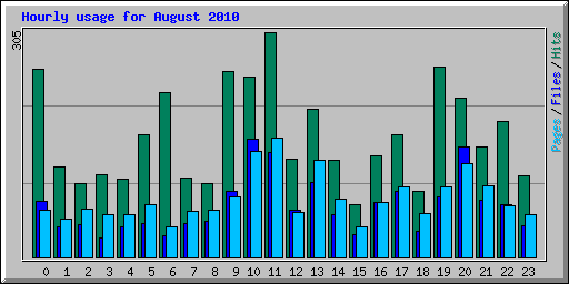 Hourly usage for August 2010