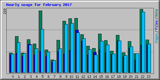 Hourly usage for February 2017