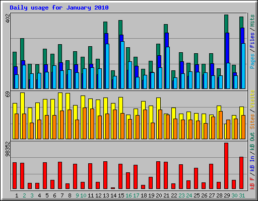 Daily usage for January 2010