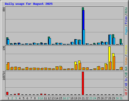 Daily usage for August 2025