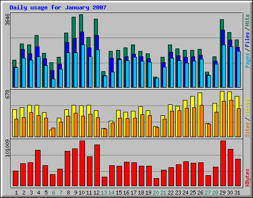 Daily usage for January 2007