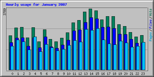 Hourly usage for January 2007