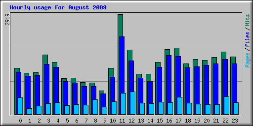 Hourly usage for August 2009