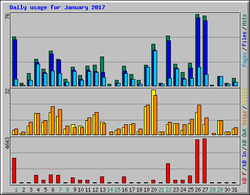 Daily usage for January 2017