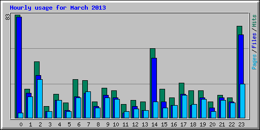 Hourly usage for March 2013