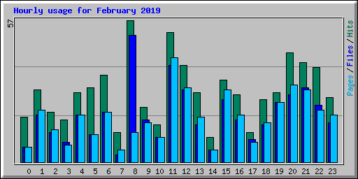 Hourly usage for February 2019