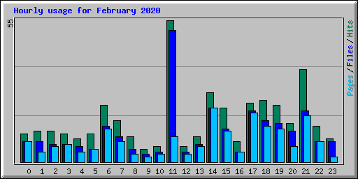 Hourly usage for February 2020