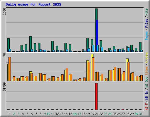 Daily usage for August 2025