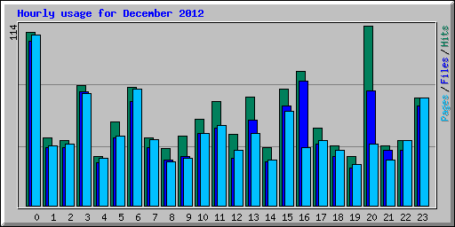 Hourly usage for December 2012