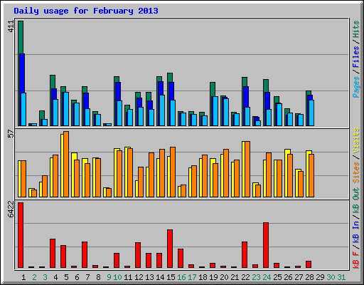 Daily usage for February 2013