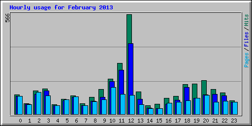 Hourly usage for February 2013