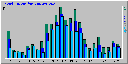 Hourly usage for January 2014