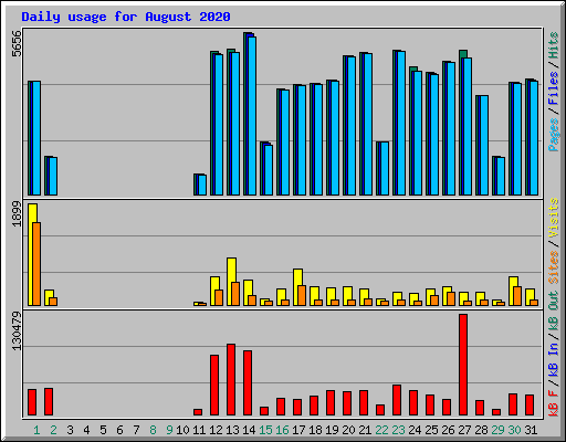 Daily usage for August 2020