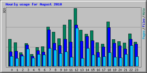 Hourly usage for August 2010