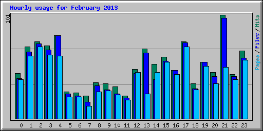 Hourly usage for February 2013