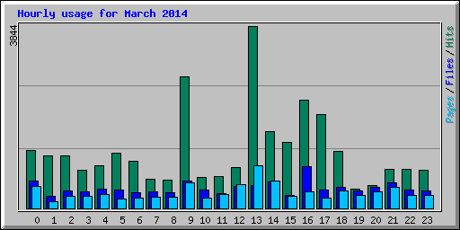 Hourly usage for March 2014