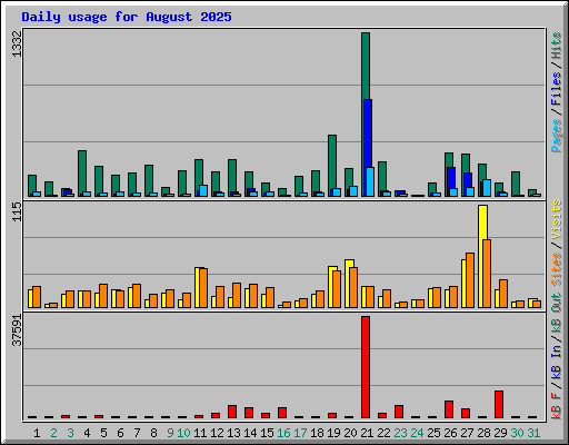 Daily usage for August 2025