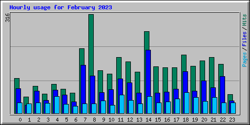 Hourly usage for February 2023