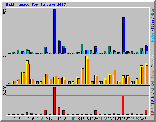 Daily usage for January 2017