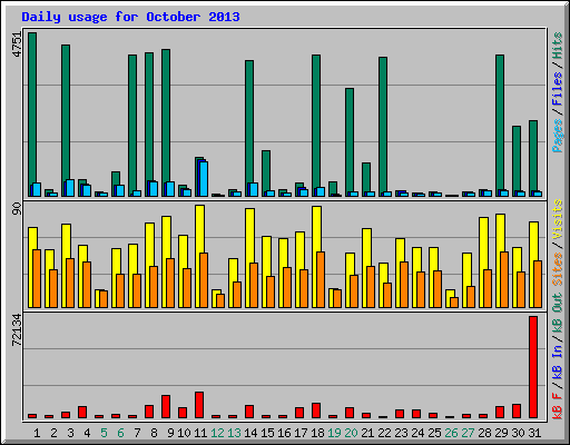 Daily usage for October 2013