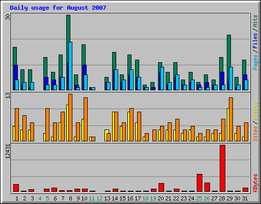 Daily usage for August 2007