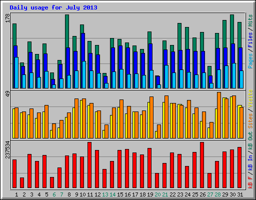 Daily usage for July 2013