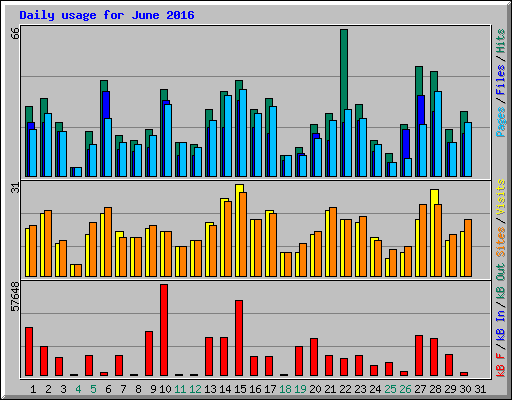 Daily usage for June 2016