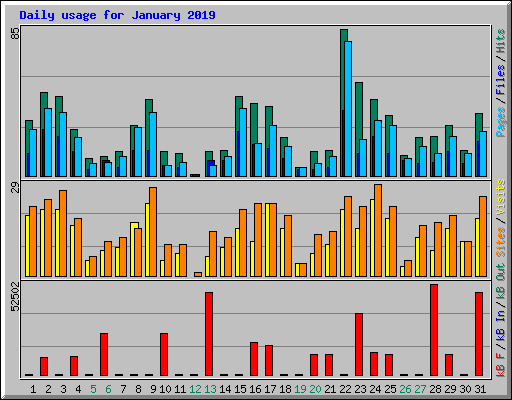Daily usage for January 2019