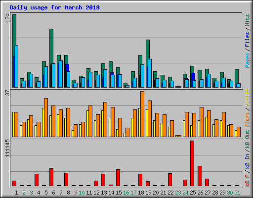 Daily usage for March 2019