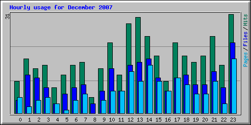 Hourly usage for December 2007